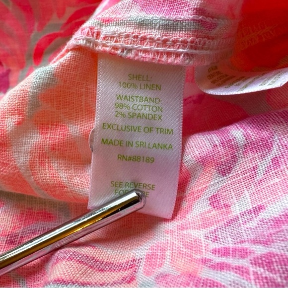 Lilly Pulitzer XS The Beach Pant - 100% Linen - Vibrant Floral Print - Picture 10 of 12